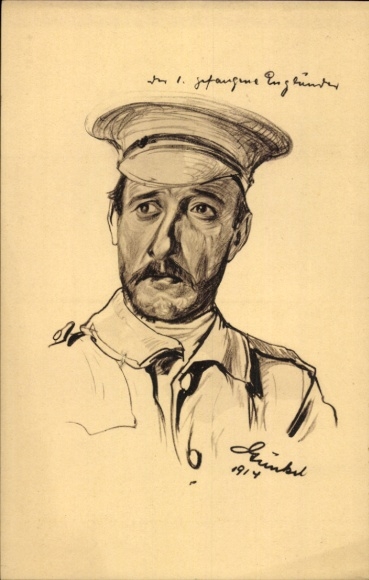 Artist Postcard Prisoner of English, portrait in Uniform, 1914