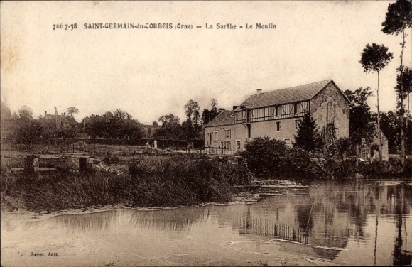 Ak Saint Germain du Corbéis Orne, Sarthe, Mühle