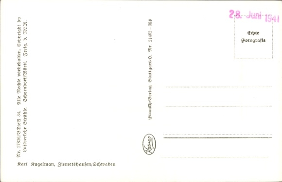 Postcard Ziemetshausen in Swabia, aerial photograph