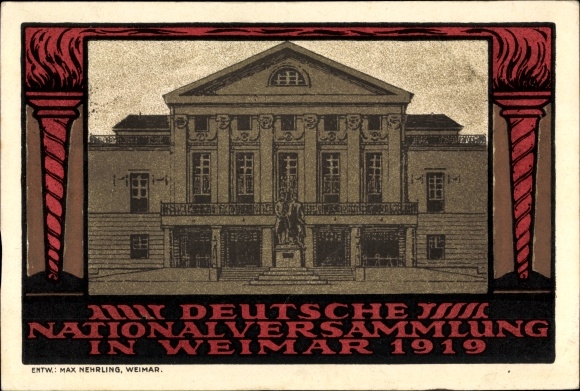 Lithography Postcard Weimar in Thuringia, German National Assembly 1919