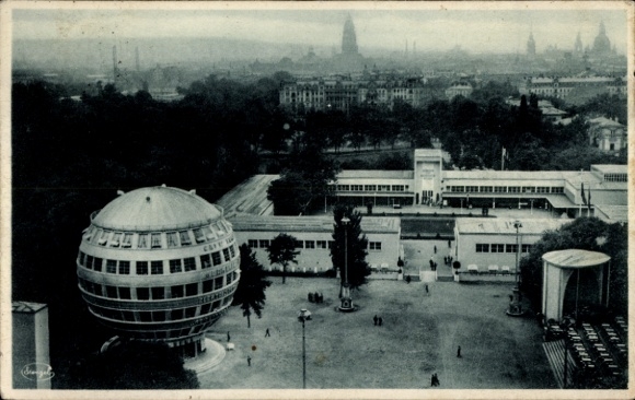 Ak Dresden, Kugelhaus, Jahresschau Deutscher Arbeit, Ausstellungsgelände