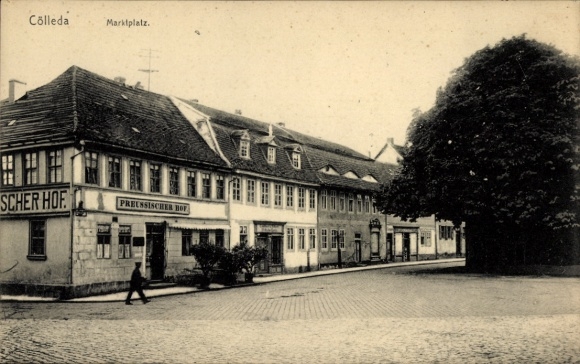 Postcard Cölleda Kölleda in Thuringia, market square, Prussian Court