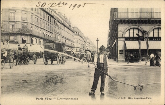 Postcard Paris, Paris Vecu, L'Arroseur public