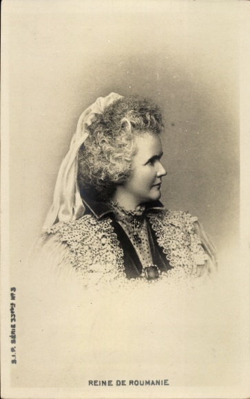 Postcard Elisabeth zu Wied, Queen of Romania, writer Carmen Sylva, portrait, profile view