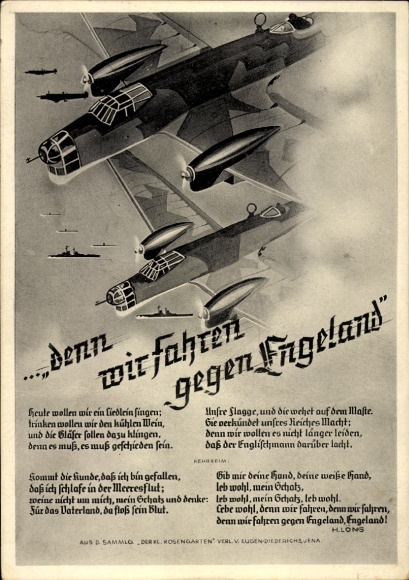 Ak Denn wir fahren gegen England, H. Löns, Deutsche Kampfflugzeuge, Luftwaffe
