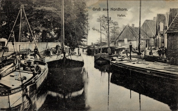 KP Nordhorn w hrabstwie Bentheim, port, barki
