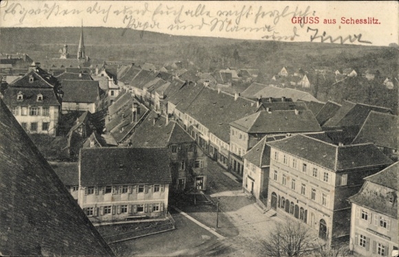 Postcard Schesslitz Scheßlitz in Upper Franconia, partial view, street section