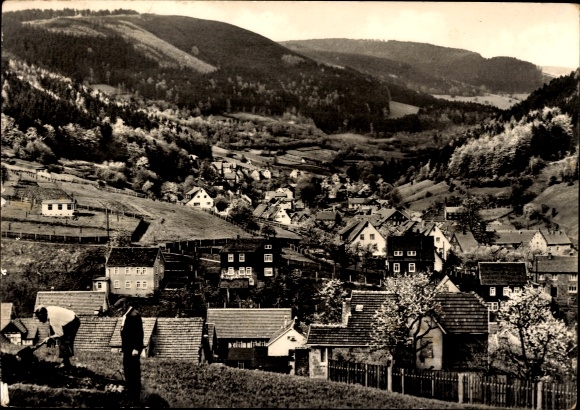 Postcard Steinbach Hallenberg in the Thuringian Forest, partial view, view to Unterschönau