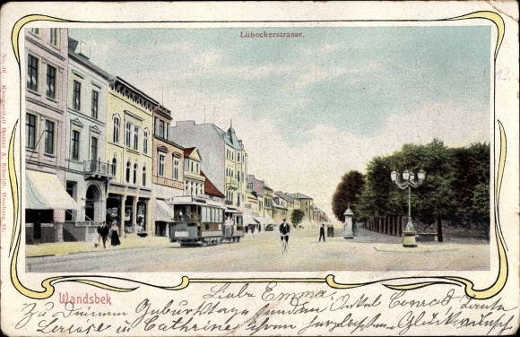 passe-partout ansichtkaart Hamburg Wandsbek, Lübecker Strasse