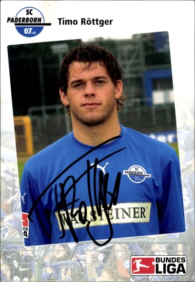 Autograph card footballer Timo Röttger, SC Paderborn 07, autograph