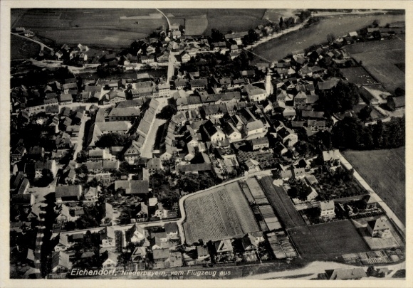 Postcard Eichendorf in Lower Bavaria, aerial photograph
