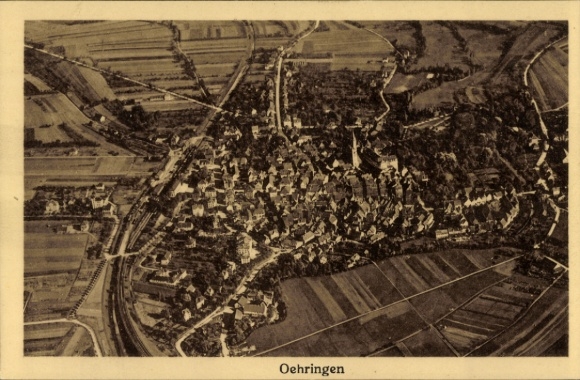 Ak Oehringen Öhringen in de wijk Hohenlohe in Württemberg, luchtfoto