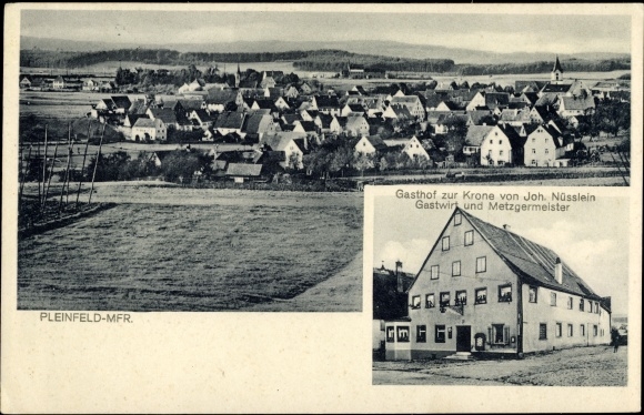 KP Pleinfeld w Środkowej Frankonii, Gasthof zur Krone, Joh. Nüsslein, widok na miasto