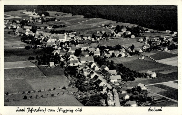 Postcard Boos in Swabia, aerial photograph