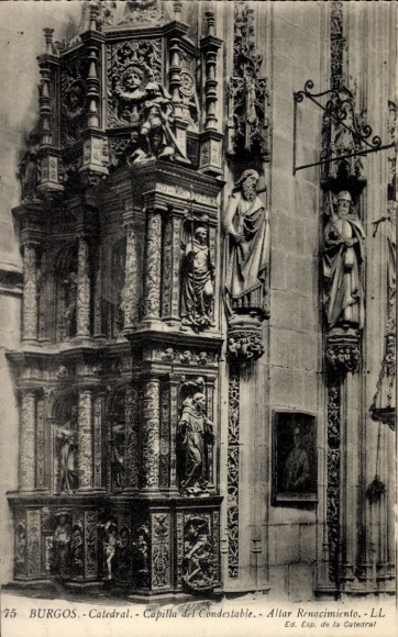 KP Burgos Kastylia i León, Katedra, Capilla del Condestable, Ołtarz Renacimiento, figury