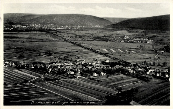 Postcard Bruchhausen Ettlingen in Baden, aerial photograph