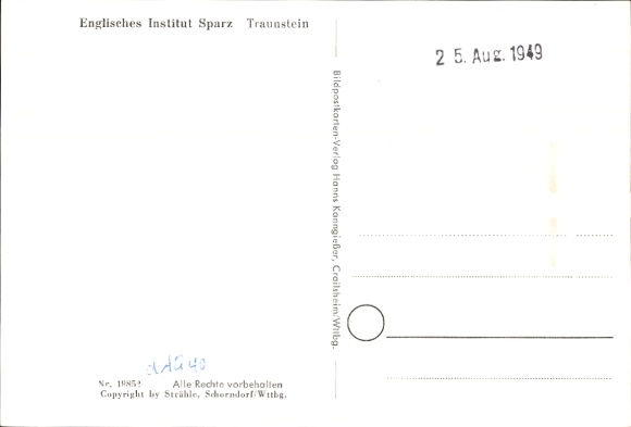 Postcard Traunstein in Upper Bavaria, aerial photograph, English Institute Sparz
