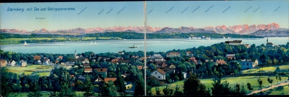 Klapp Postcard Starnberg on Lake Starnberg, Upper Bavaria, mountain panorama