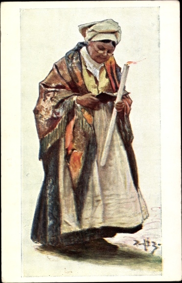 Artist Postcard Stachiewicz, P., Mrs. Ostupska at the Corpus Christi procession