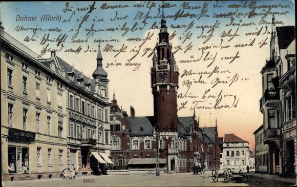 PC Dahme in the Mark, city section, tower, city clock