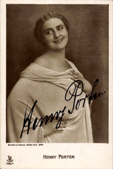 Ak Schauspielerin Henny Porten, Portrait, Autogramm, Ross 158/1