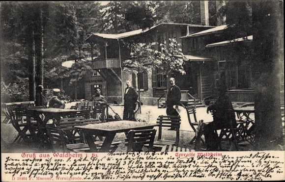 Postcard Elbingerode Oberharz am Brocken, Waldheim, terrace