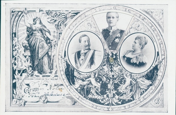 Mechanical Postcard Kaiser Wilhelm II, Empress Auguste Viktoria, Crown Prince Wilhelm, German Imperial House
