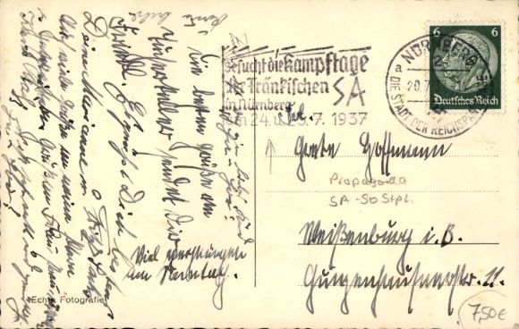 Ak Nürnberg in Mittelfranken, Gesamtansicht, Propagandastempel, SA