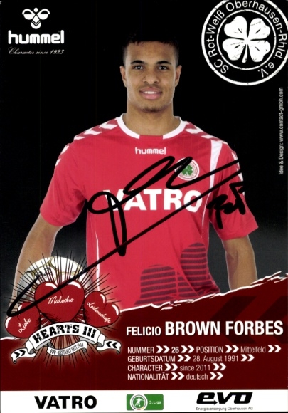 Autogrammkarte Fußballer Felicio Brown Forbes, Rot-Weiss Oberhausen, Autogramm