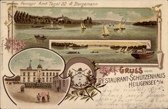 Litho Berlin Reinickendorf Heiligensee, Restaurant Schützenhaus an der Havel, Inh. A. Bergemann