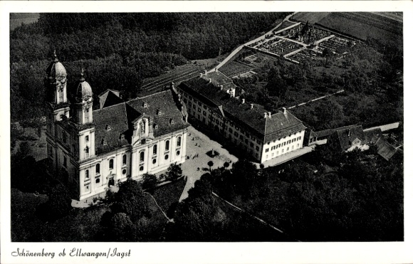 Postcard Schönenberg Ellwangen Jagst, aerial photograph