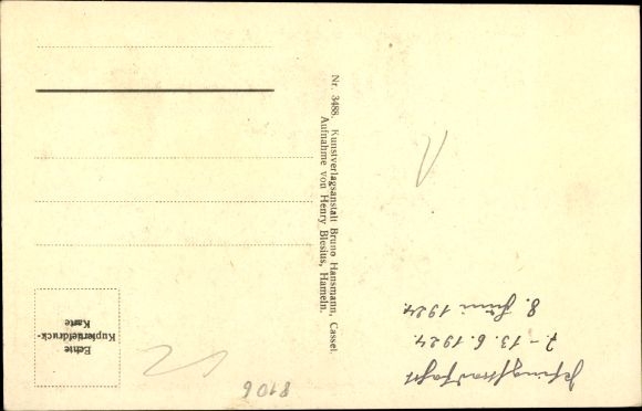 Postcard Hamelin in Lower Saxony, back of the baker&#39;s scraper, hairdresser Fritz Junge