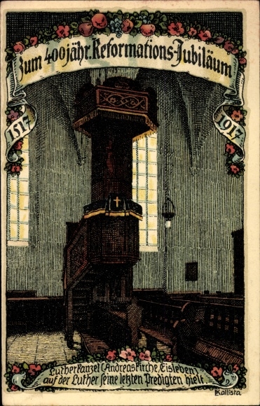KP artysty Kallista, Lutherstadt Eisleben, 400 lat. Rocznica Reformacji, ambona Lutra