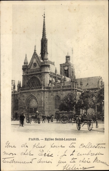 Ansichtkaart Parijs X. Arrondissement Entrepôt, Eglise Sainte Laurent