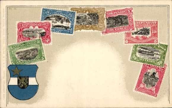 Stamps Postcard 'État indépendant du Congo, coat of arms