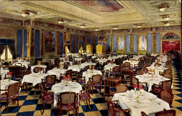 Postcard steamer MS Augustus, interior view, NGI