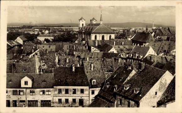 Postcard Hohenberg an der Eger Upper Franconia, city view, roofs, churches, architecture