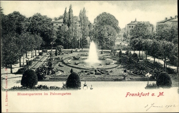 Postcard Frankfurt am Main, Palmengarten, Flower Parterre