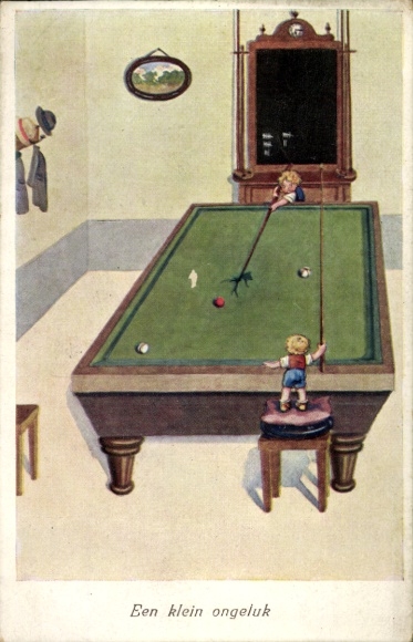 Artist PC billiards, a small mishap, felt, cue