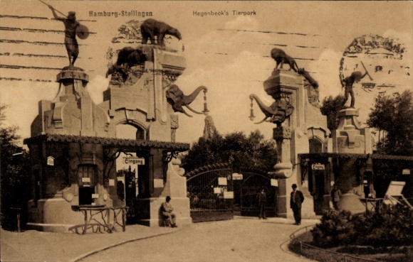 Postcard Hamburg Eimsbüttel Stellingen, Hagenbecks Tierpark, entrance