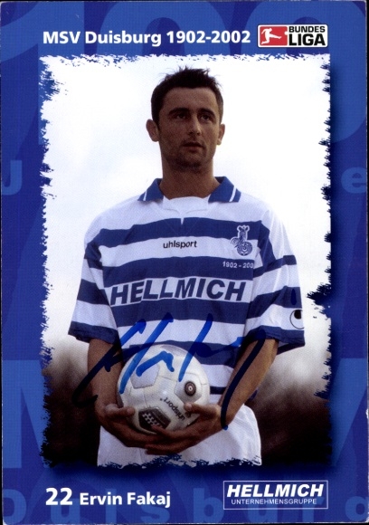 Autogrammkarte Fußballer Ervin Fakaj, MSV Duisburg, Autogramm