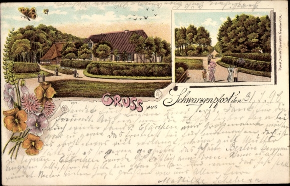 Chromo-Litho Rövershagen Mecklenburg Western Pomerania, Schwarzenpfost