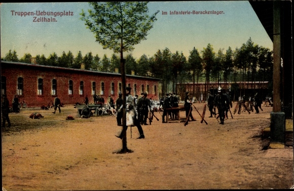 Postcard Zeithain in Saxony, military training area, infantry barrack camp
