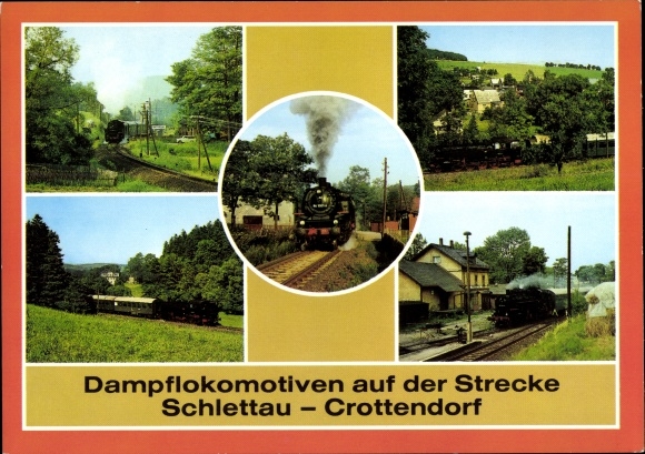 Ak Schlettau im Erzgebirge, stoomlocomotieven op de Schlettau Crottendorf-route