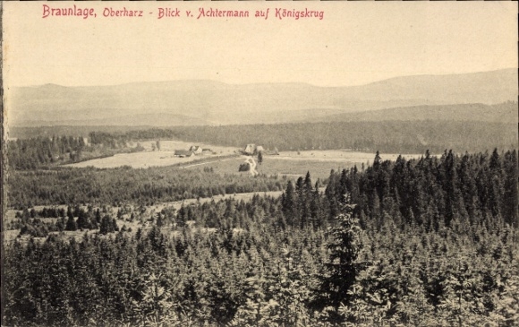 Postcard Königskrug Braunlage in the Upper Harz, view of Königskrug, Upper Harz, landscape, trees, mountains
