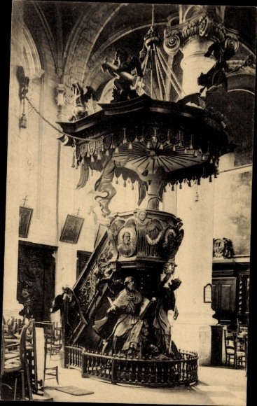 Postcard Grimbergen Flemish Brabant, Preaching Chair, St. Norbertus, St. Augustine, Fr. Verbruggen