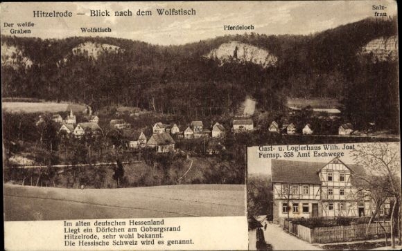 KP Hitzelrode Eschwege an der Werra, widok na Wolfstisch, słona kobieta, biały rów