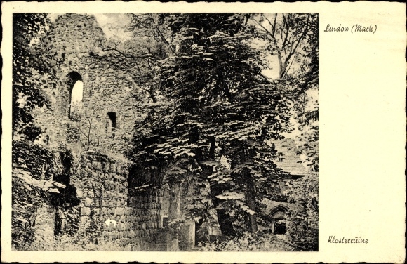 Postcard Lindow in der Mark, monastery ruins