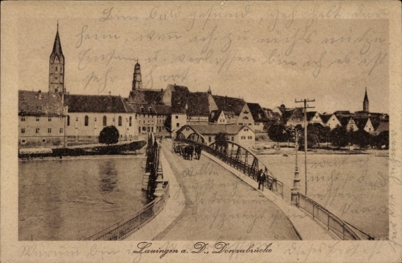 Ak Lauingen aan de Donau-Zwabische Alb, Donau-brug