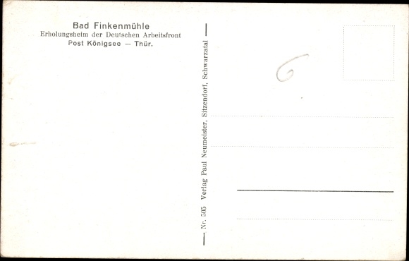 Postcard Allersdorf Großhöhenbach Thuringia, Bad Finkenmühle, convalescent home of the German Labor Front